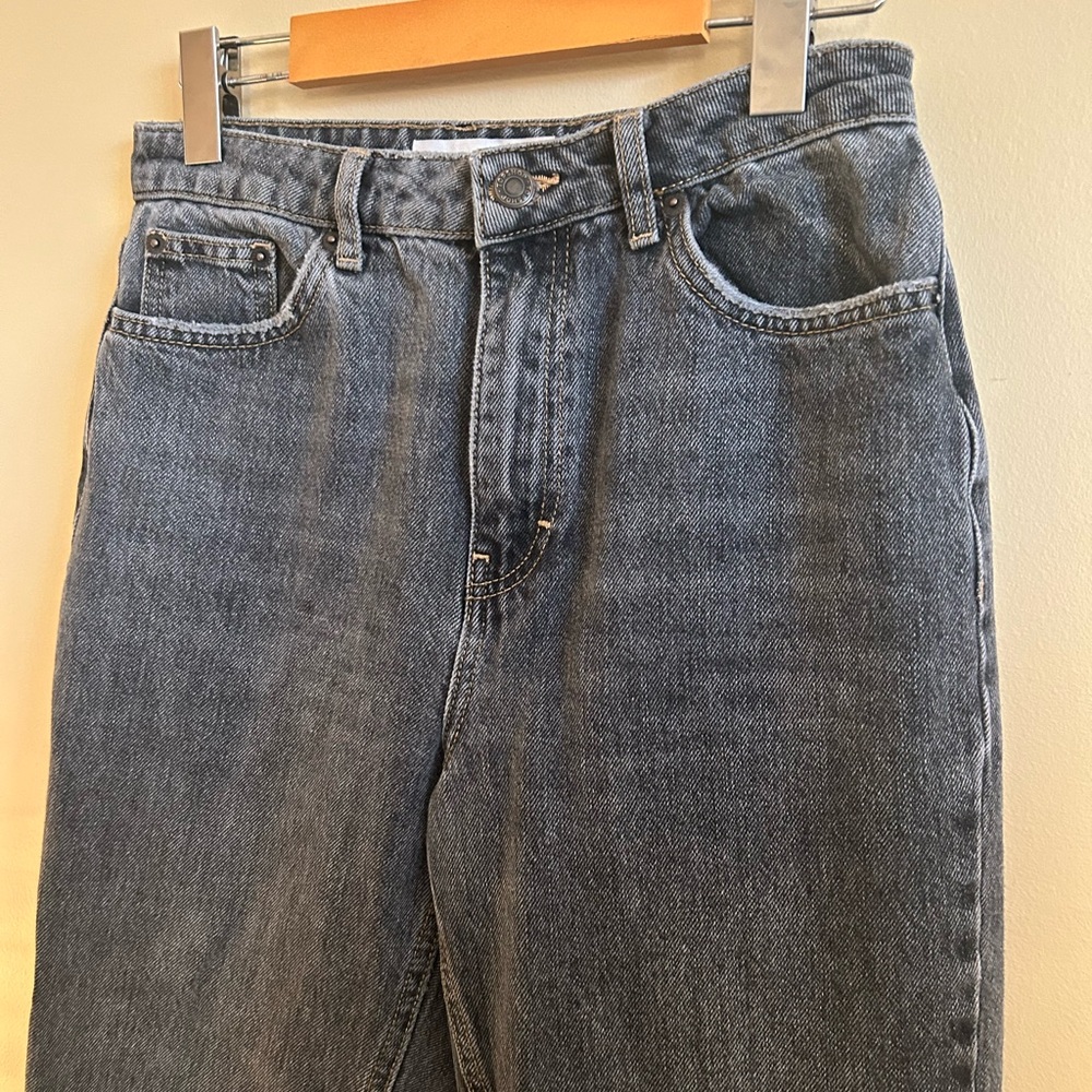 Topshop Grey High Rise Mom Jeans